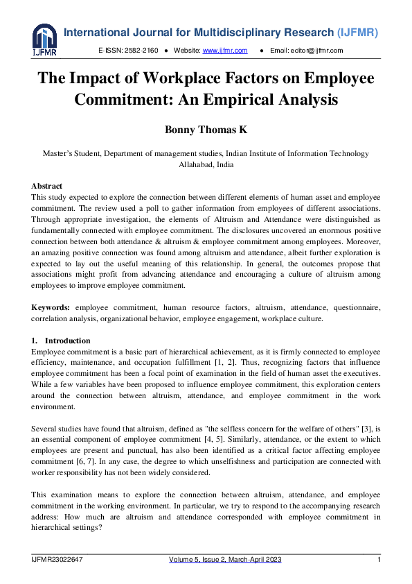 (PDF) The Impact of Workplace Factors on Employee Commitment: An ...