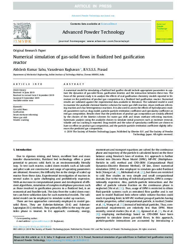 (PDF) Numerical simulation of gas-solid flows in fluidized bed ...