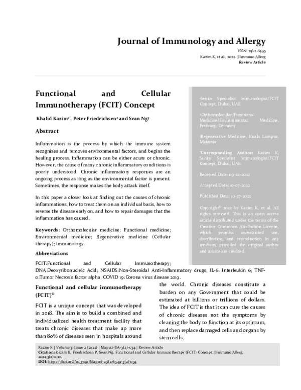 (PDF) Functional and Cellular Immunotherapy (FCIT) Concept