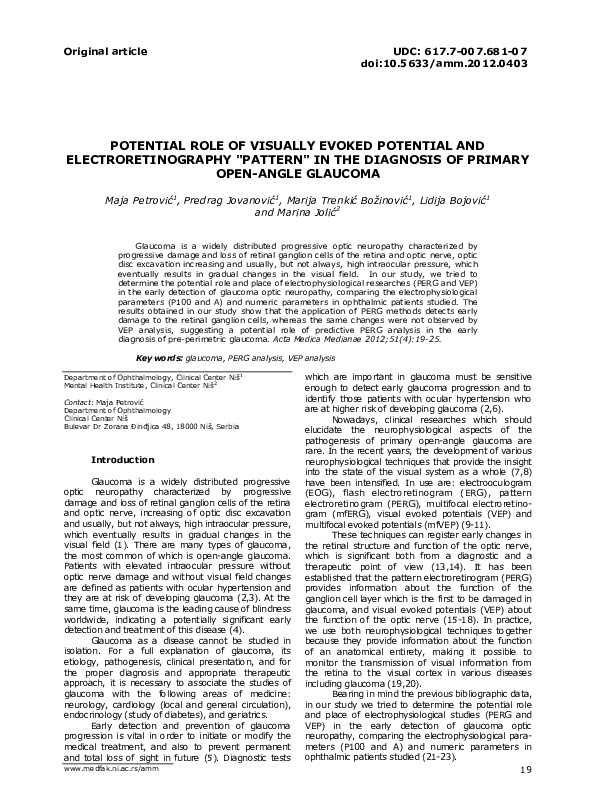 (PDF) Potential Role of Visually Evoked Potential and Electroretinography