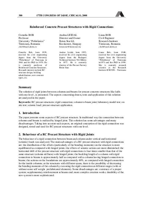 (PDF) Reinforced Concrete Precast Structures with Rigid Connections
