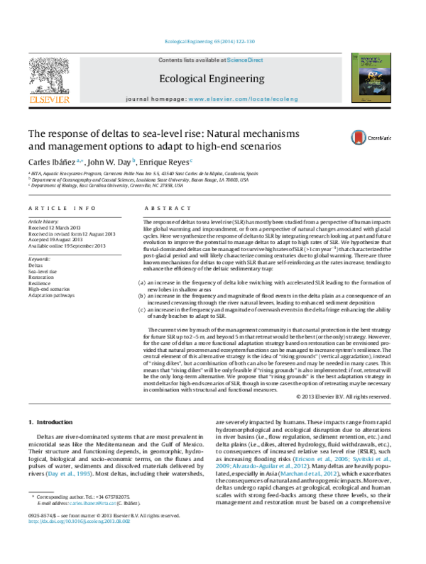 (PDF) The response of deltas to sea-level rise: Natural mechanisms and ...