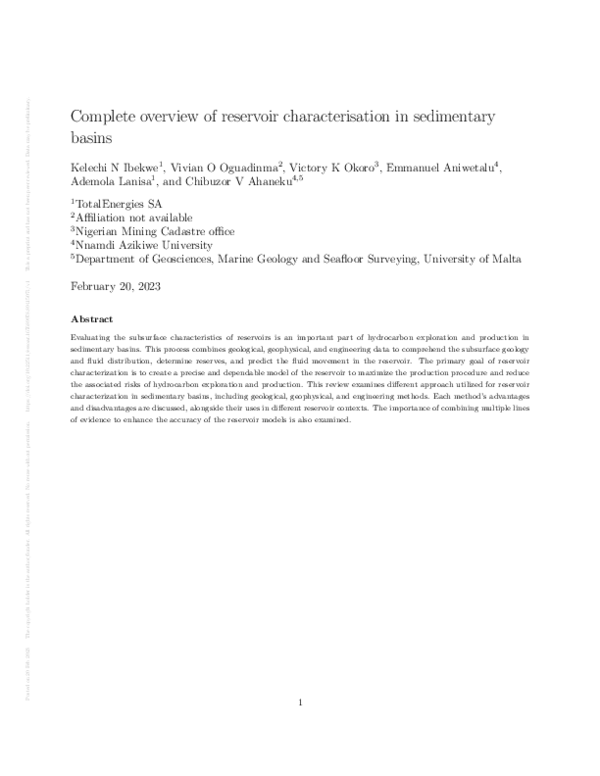 Pdf Complete Overview Of Reservoir Characterisation In Sedimentary Basins