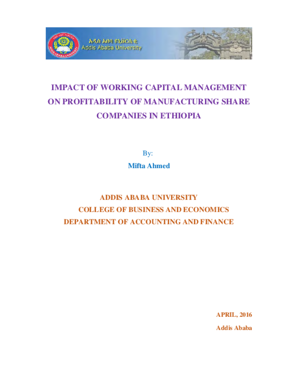 (PDF) Impact of Working Capital Management on Profitability of ...