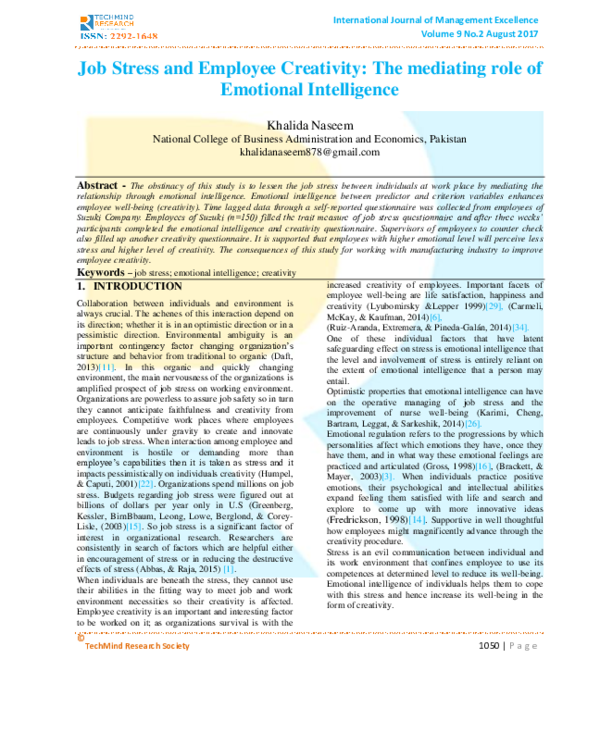 (PDF) Job Stress and Employee Creativity: The mediating role of ...