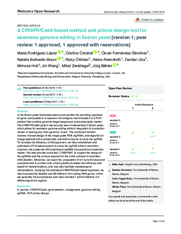 (PDF) A CRISPR/Cas9-based method and primer design tool for seamless ...