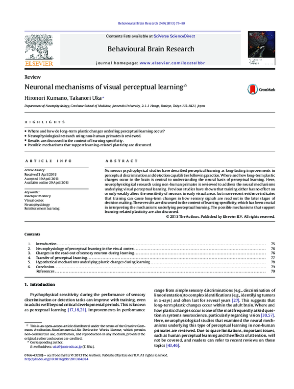 (PDF) Neuronal mechanisms of visual perceptual learning