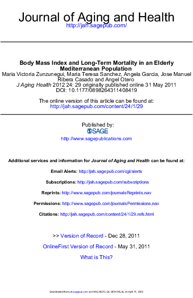 (PDF) Body Mass Index and Long-Term Mortality in an Elderly ...
