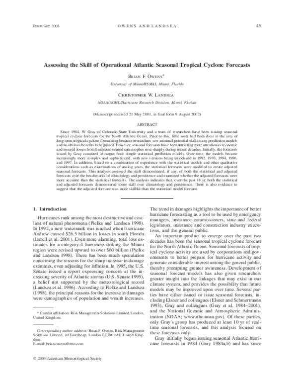 (PDF) Assessing the Skill of Operational Atlantic Seasonal Tropical ...