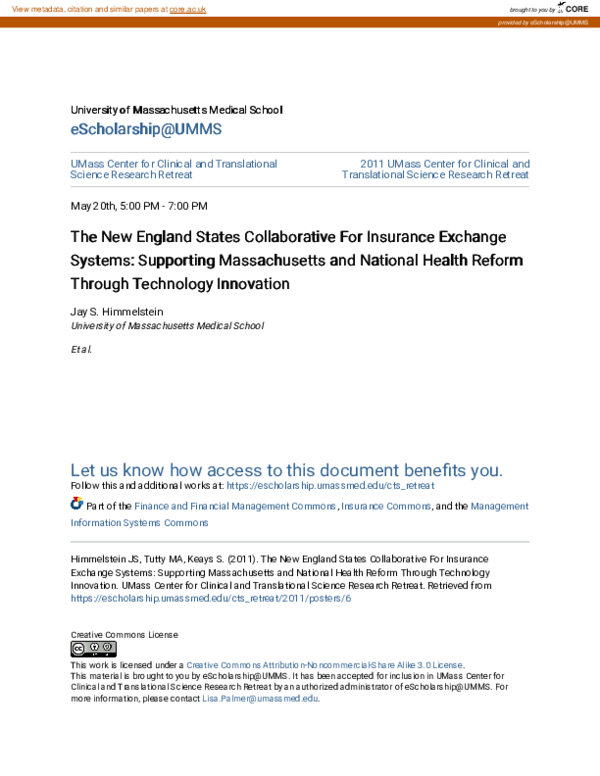 (PDF) The New England States Collaborative For Insurance Exchange ...