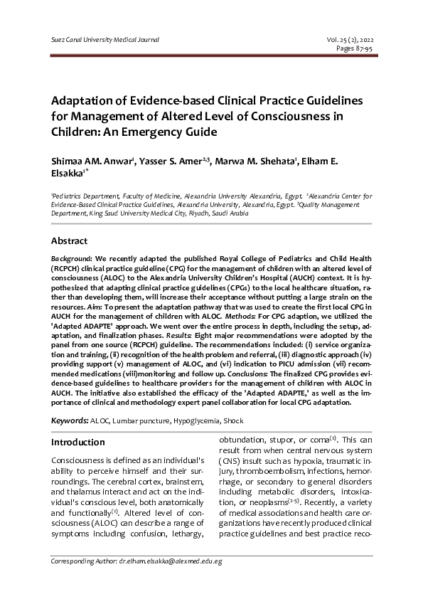 (PDF) Adaptation of Evidence-based Clinical Practice Guidelines for ...