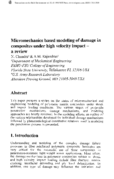 (PDF) Micromechanics Based Modeling Of Damage InComposites Under High ...