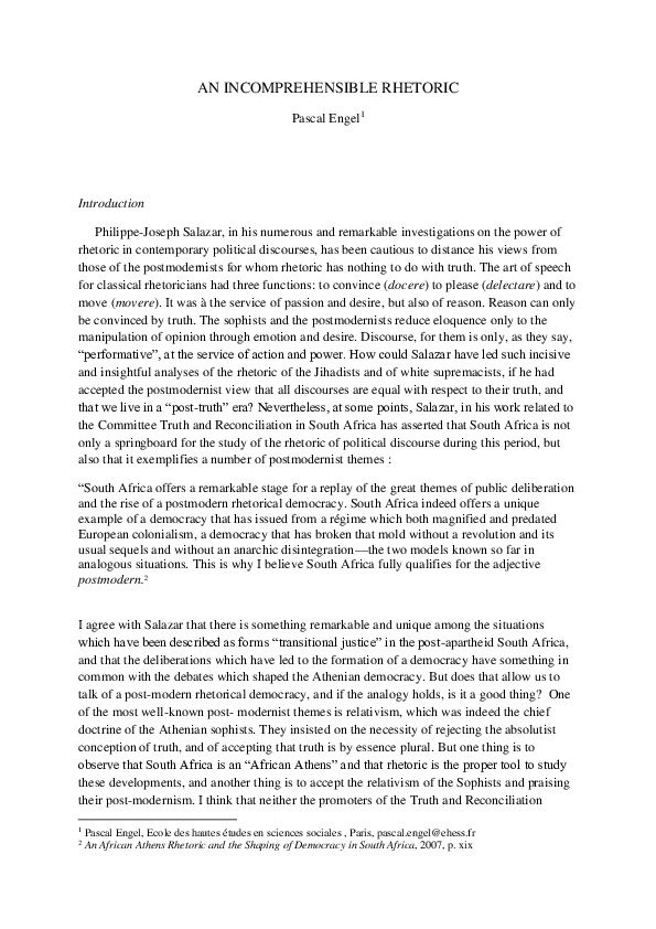 (PDF) AN INCOMPREHENSIBLE RHETORIC