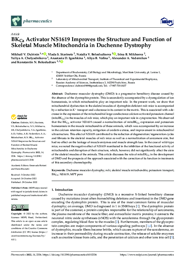 (PDF) BKCa Activator NS1619 Improves the Structure and Function of ...