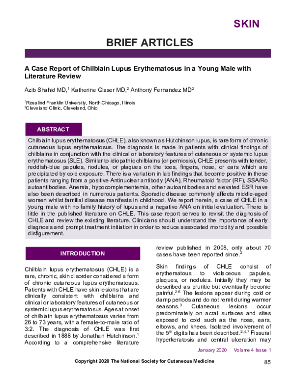 (PDF) A Case Report of Chilblain Lupus Erythematosus in a Young Male ...
