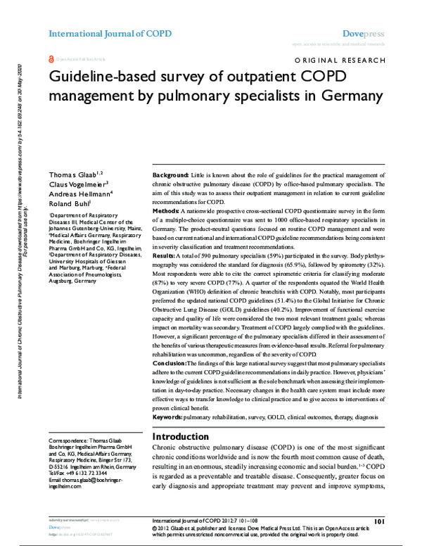 (PDF) Guideline-based survey of outpatient COPD management by pulmonary ...
