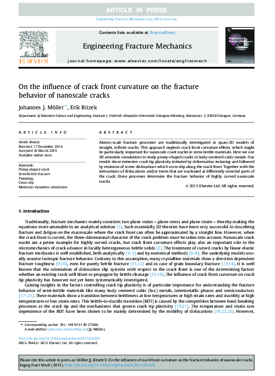 (PDF) On the influence of crack front curvature on the fracture ...