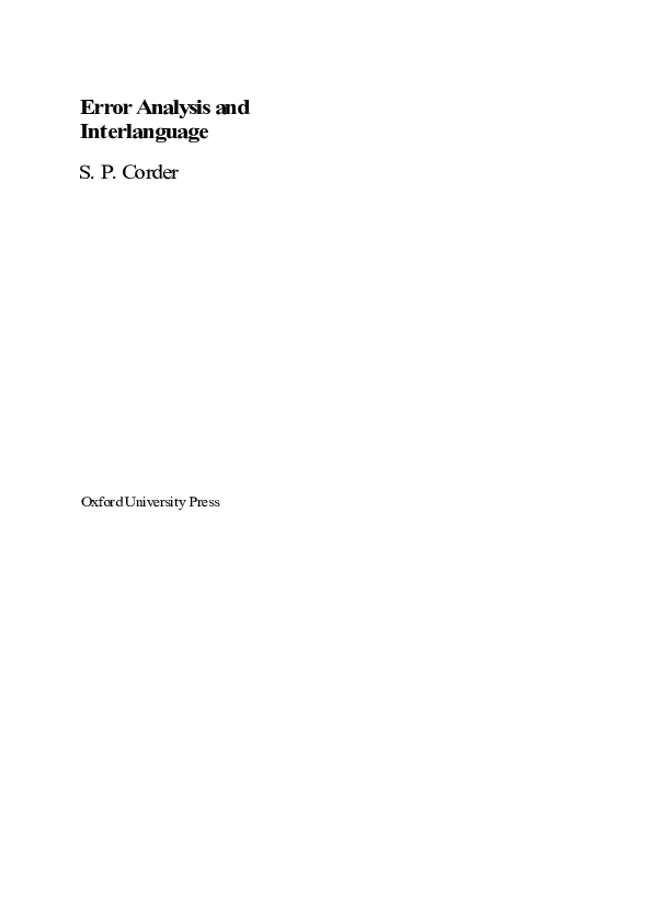 (PDF) Error Analysis and Interlanguage