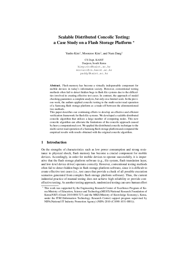 (PDF) Scalable Distributed Concolic Testing: A Case Study on a Flash ...