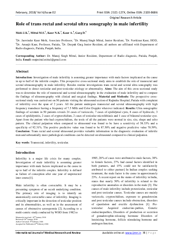 (PDF) Role of trans rectal and scrotal ultra sonography in male infertility