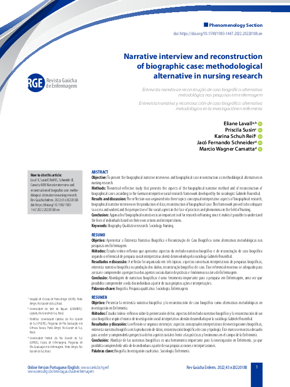 (PDF) Narrative interview and reconstruction of biographic case ...