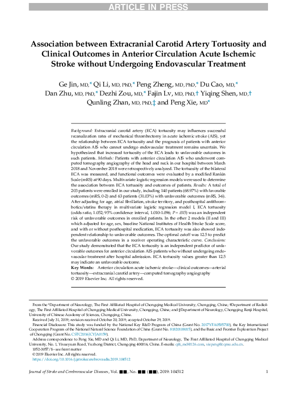 (PDF) Association between Extracranial Carotid Artery Tortuosity and ...