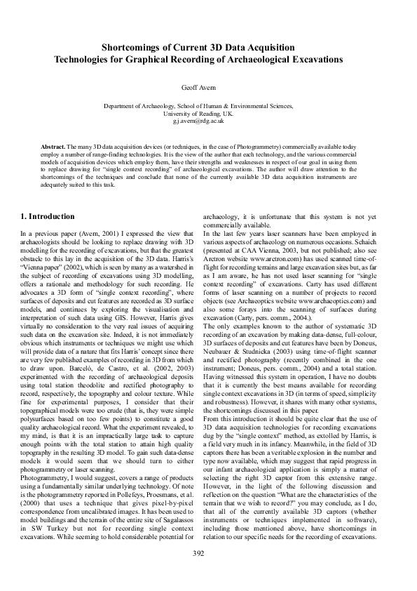 (PDF) Shortcomings of Current 3D Data Acquisition Technologies for ...