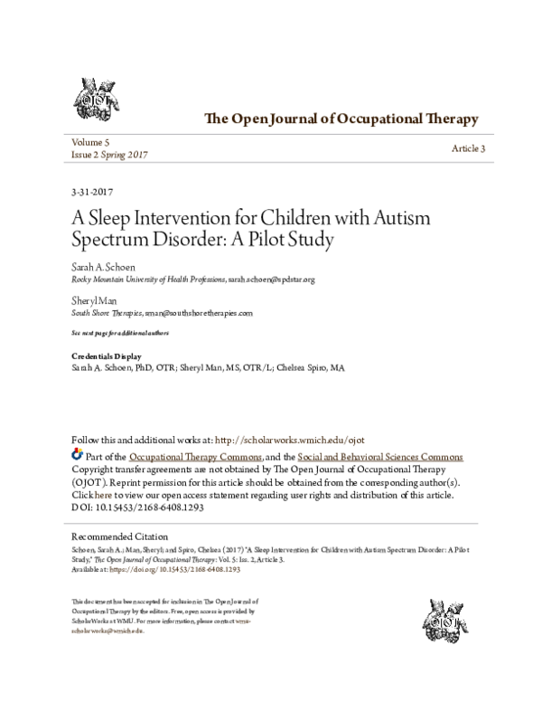(PDF) A Sleep Intervention for Children with Autism Spectrum Disorder ...