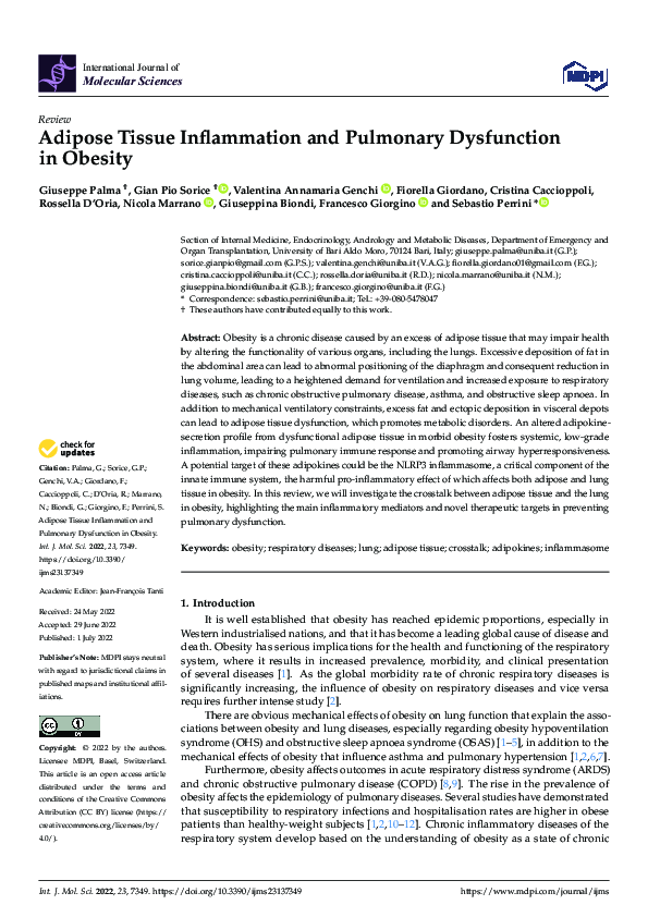 (PDF) Adipose Tissue Inflammation and Pulmonary Dysfunction in Obesity