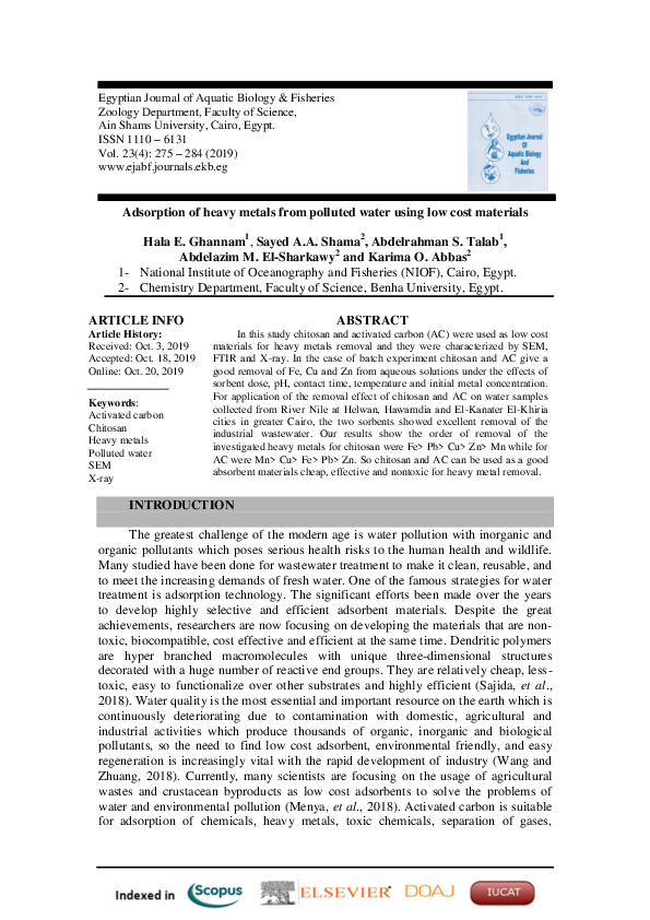 (PDF) Adsorption of heavy metals from polluted water using low cost ...