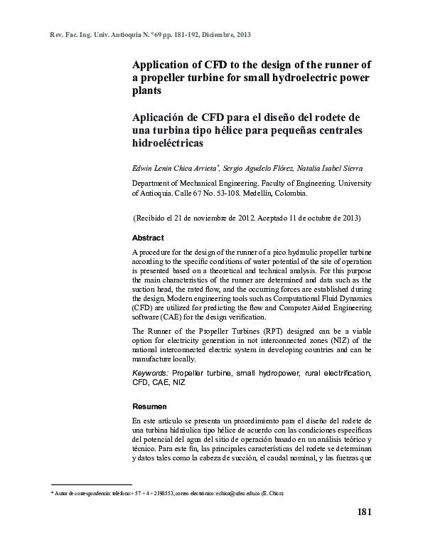 (PDF) Application of CFD to the design of the runner of a propeller ...