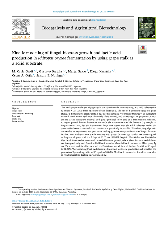 (PDF) Kinetic modeling of fungal biomass growth and lactic acid ...