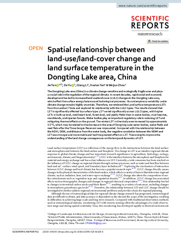 (PDF) Spatial relationship between land-use/land-cover change and land ...