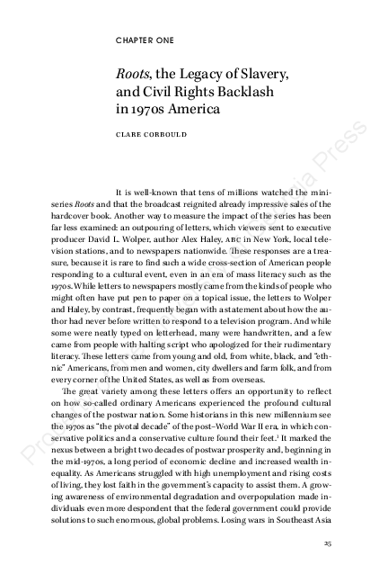 (PDF) “Roots, the Legacy of Slavery, and Civil Rights Backlash in 1970s ...