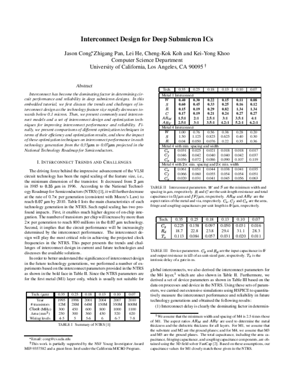 (PDF) Interconnect design for deep submicron ICs