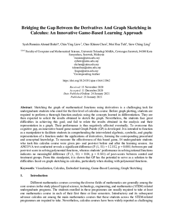 (PDF) Bridging the Gap between the Derivatives and Graph Sketching in ...