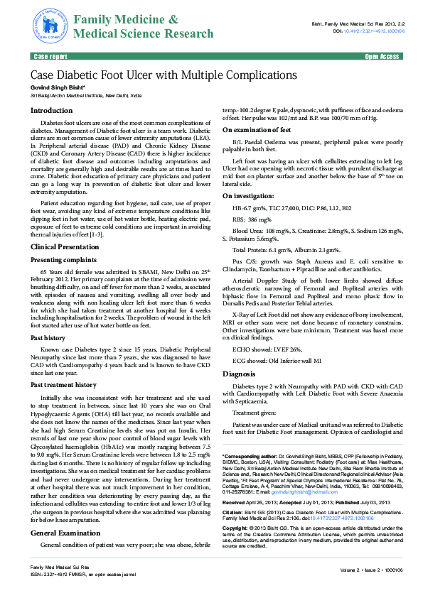 (PDF) Case Diabetic Foot Ulcer with Multiple Complications