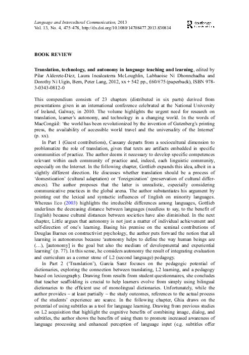 (PDF) Translation, technology, and autonomy in language teaching and ...