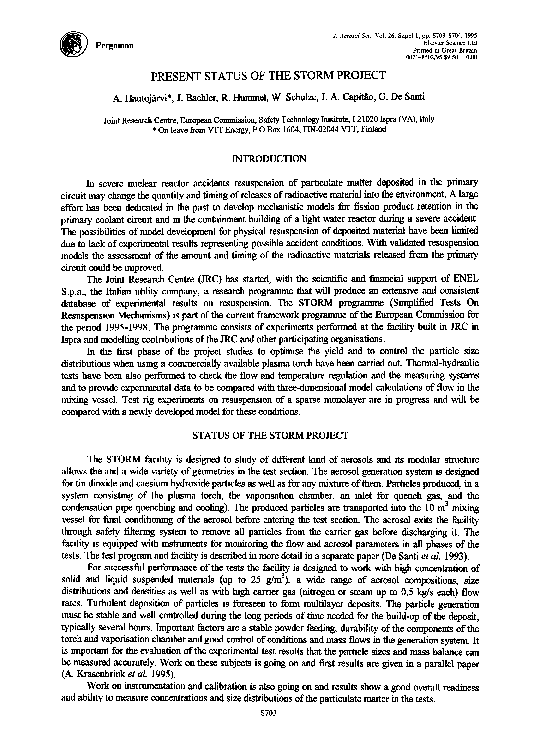 (PDF) Present status of the storm project