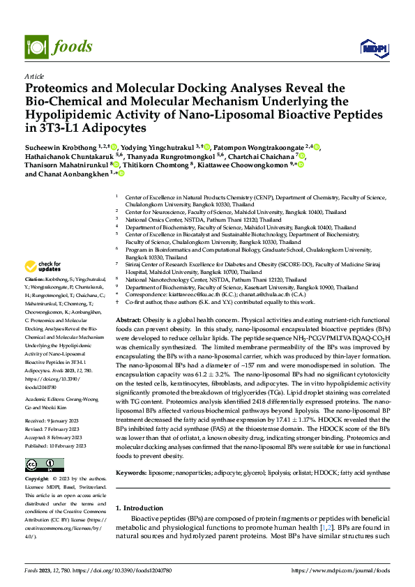 (PDF) Proteomics and Molecular Docking Analyses Reveal the Bio-Chemical ...