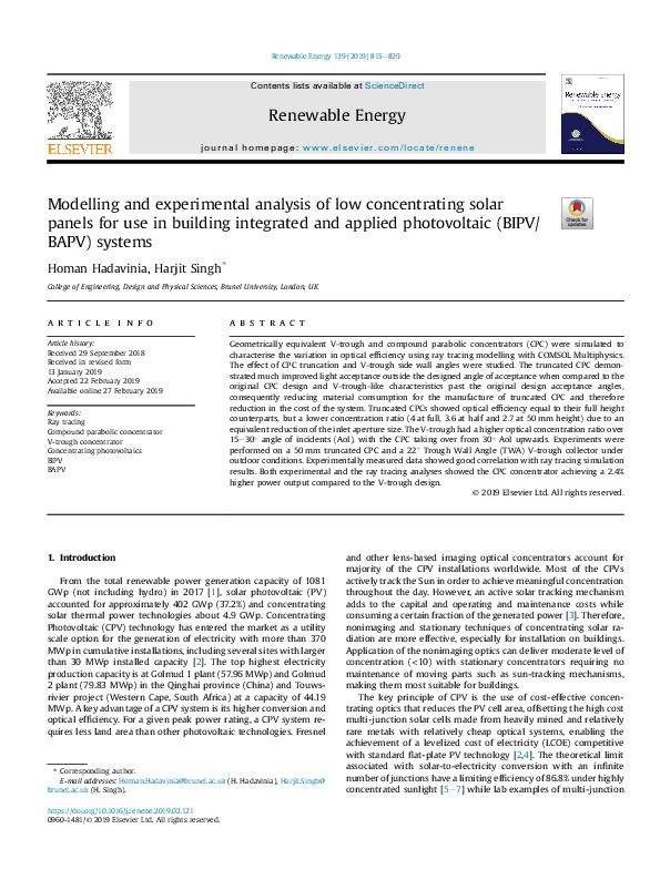 (PDF) Modelling and experimental analysis of low concentrating solar ...