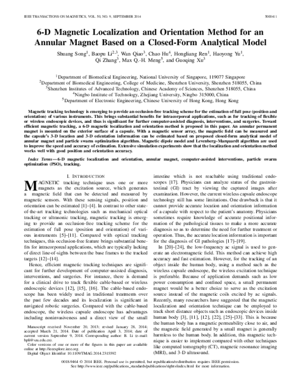 (PDF) 6-D Magnetic Localization and Orientation Method for an Annular ...