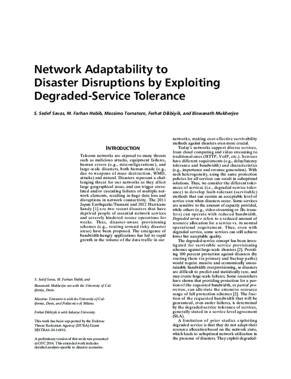 (PDF) Network adaptability to disaster disruptions by exploiting ...