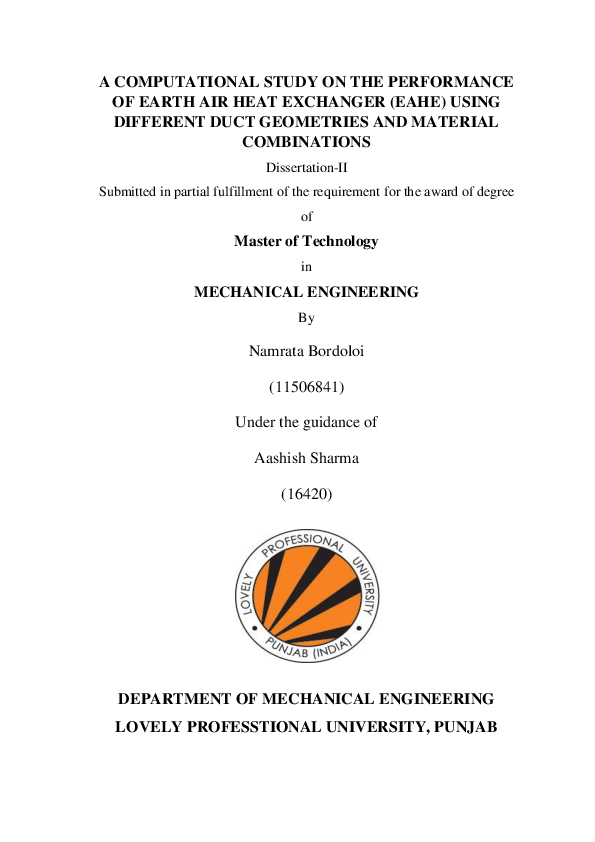 (PDF) A Computational Study on the Performance of Earth Air Heat ...