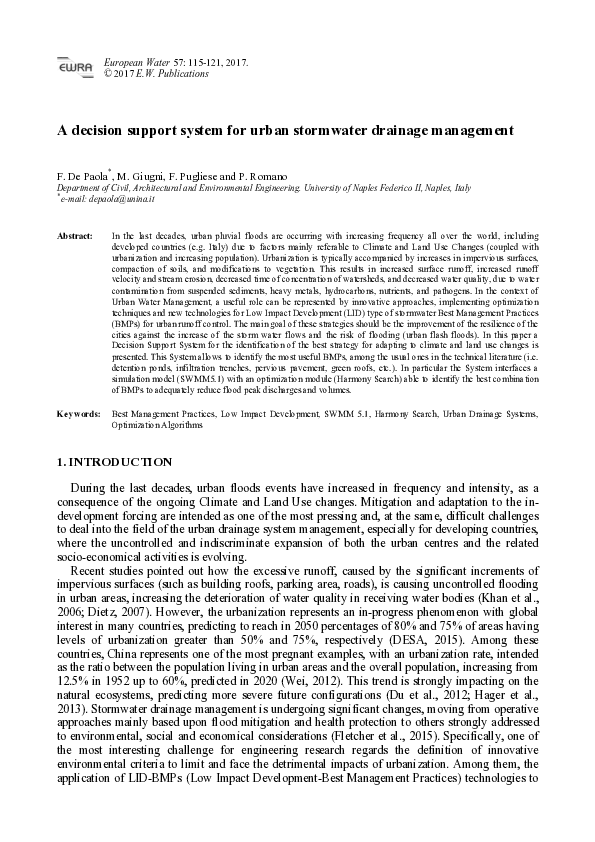 (PDF) A decision support system for urban stormwater drainage management