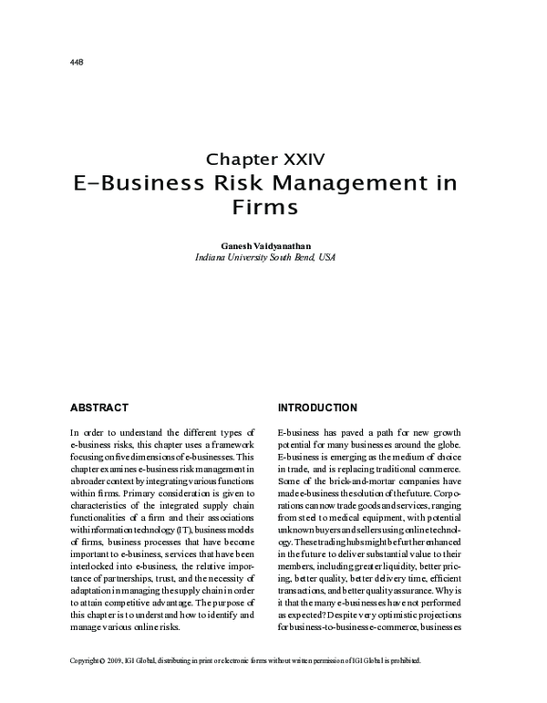 (PDF) EBusiness Risk Management in Firms Ganesh Vaidyanathan