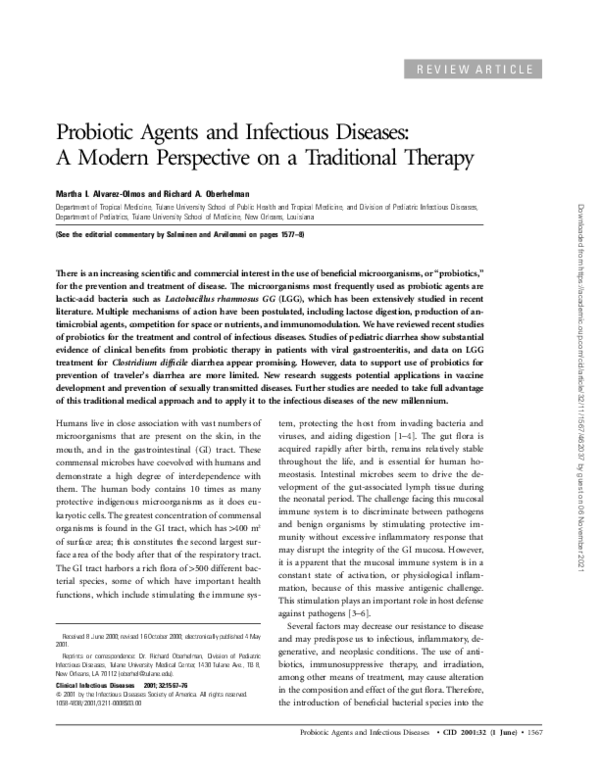(PDF) Probiotic Agents and Infectious Diseases: A Modern Perspective on ...