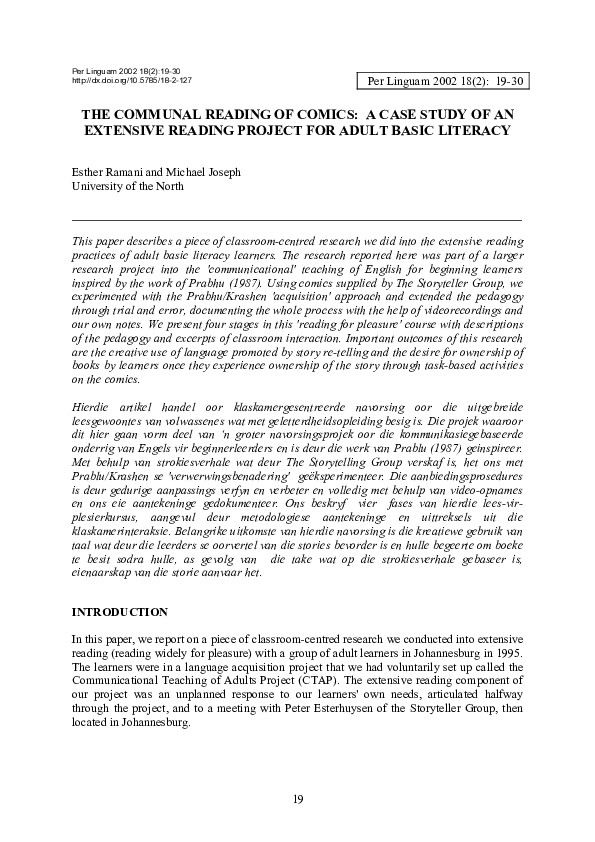(PDF) The communal reading of comics: a case study of an extensive ...