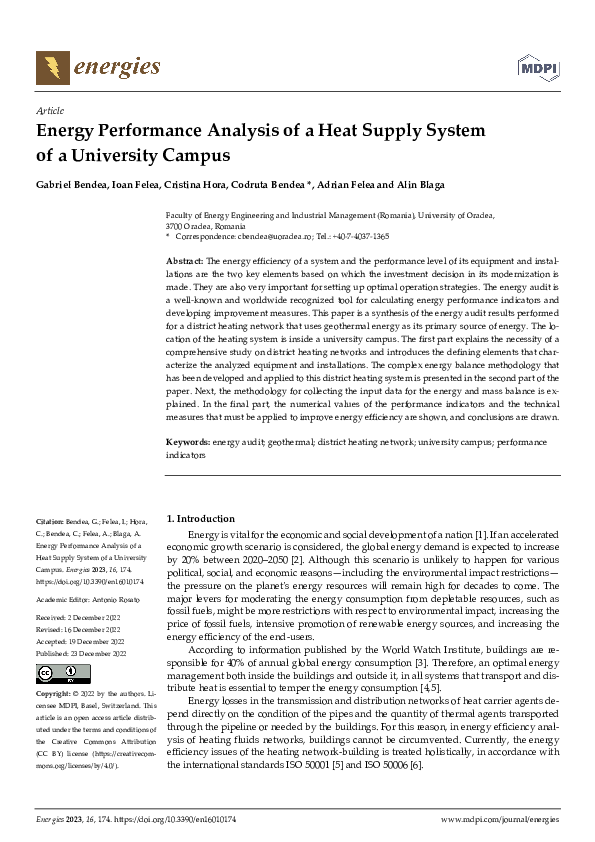 (PDF) Energy Performance Analysis of a Heat Supply System of a ...