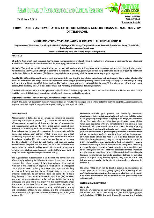(PDF) Formulation and Evaluation of Microemulsion Gel for Transdermal ...